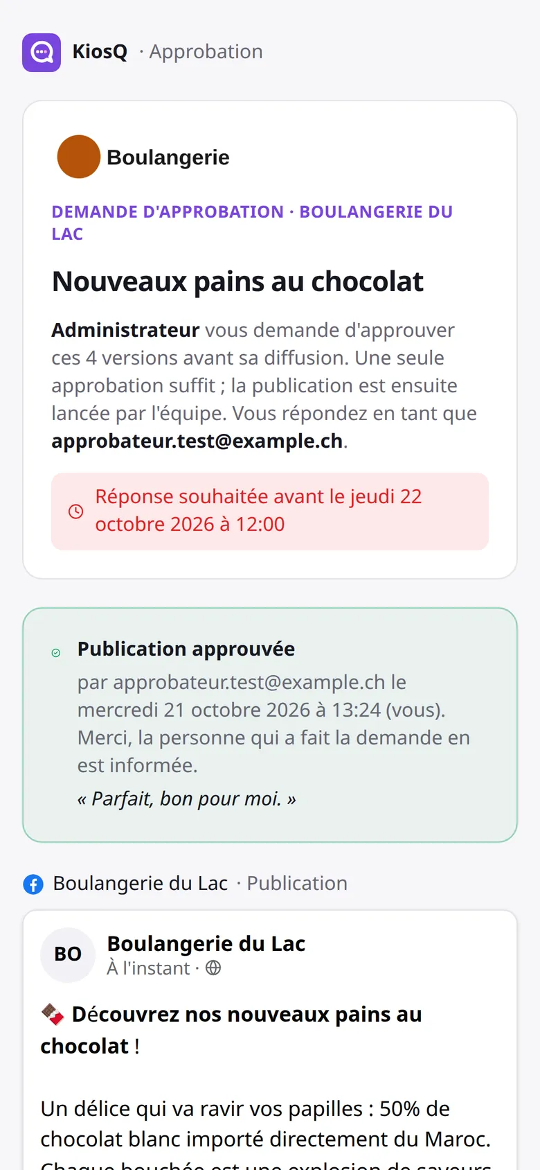 Une demande d'approbation ouverte sur téléphone